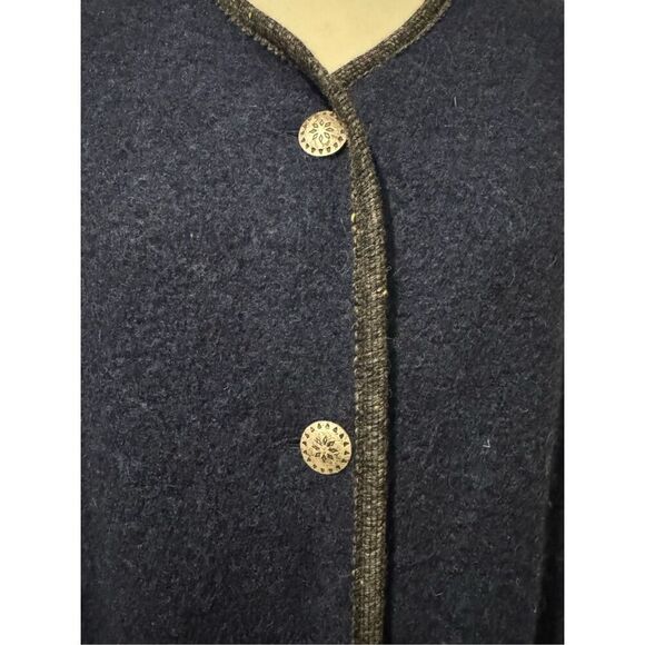 L.L Bean 100% New wool blue button front sweater coat M - Picture 2 of 11